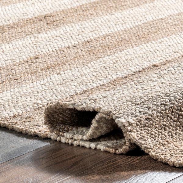 Nuloom Alisia Flatweave Striped Jute Area Rug Off White