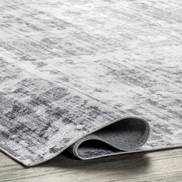 Nuloom Alva Faded Abstract Machine Washable Area Rug Light Gray