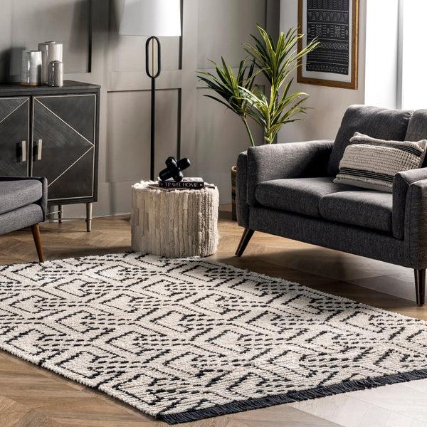 Nuloom Alyson Modern Abstract Soft Shag Fringe Area Rug Beige