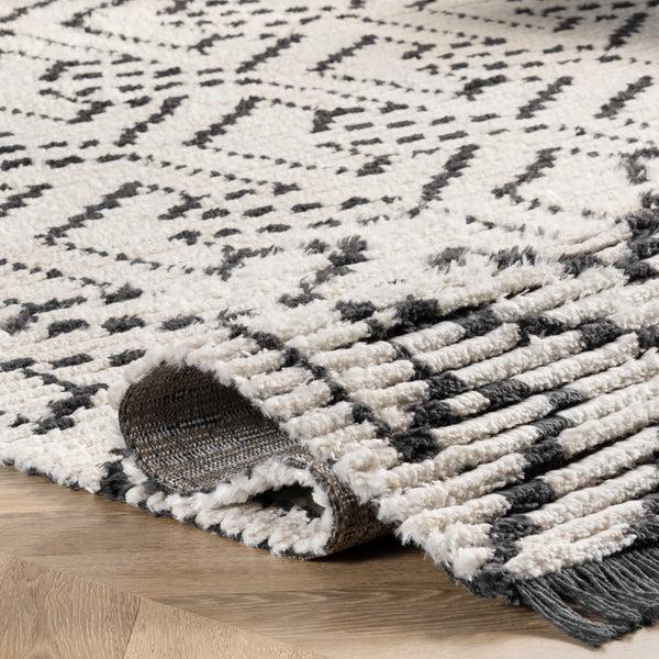 Nuloom Alyson Modern Abstract Soft Shag Fringe Area Rug Beige