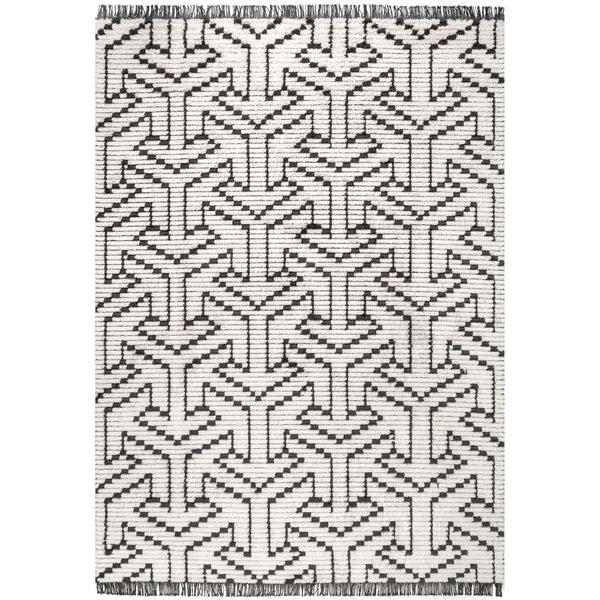nuloom Alyson Modern Abstract Soft Shag Fringe Area Rug Beige