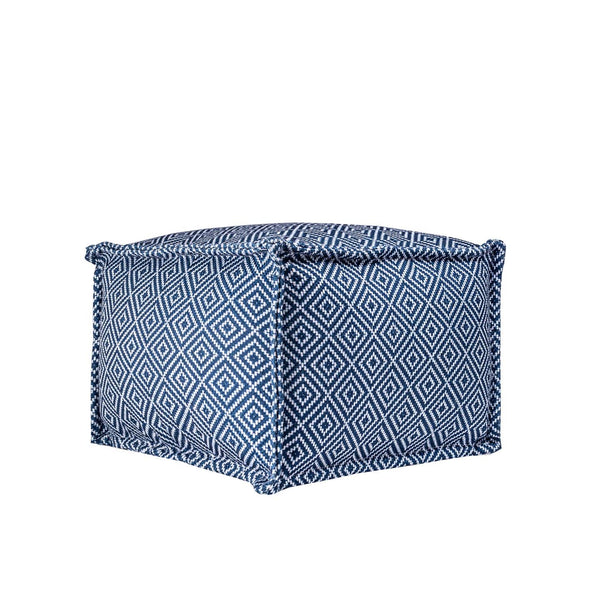 nuloom Amalfi Aztec Print Indoor/Outdoor Filled Ottoman Pouf Blue