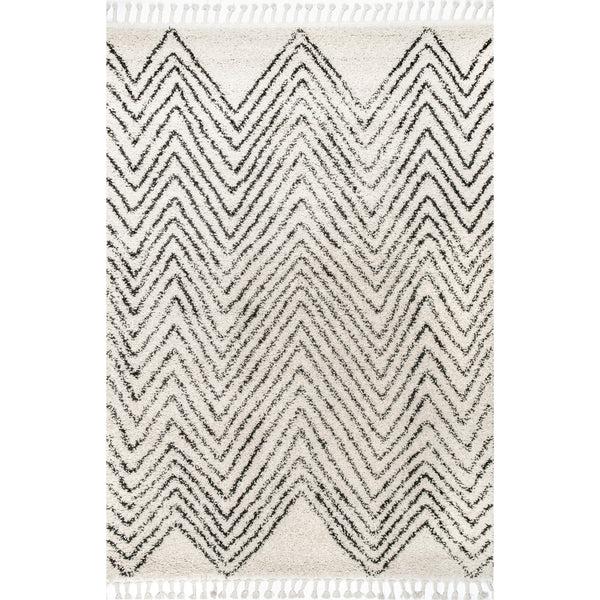 nuloom Amanda Moroccan Chevron Tassel Area Rug Off White