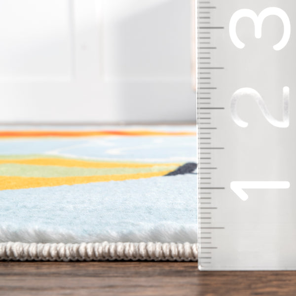 Nuloom Annelie Balloon Machine Washable Kids Area Rug Light Blue