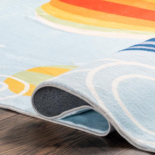 Nuloom Annelie Balloon Machine Washable Kids Area Rug Light Blue