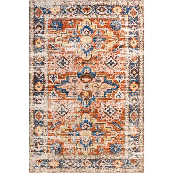 nuloom Annica Multi Medallion Machine Washable Area Rug Rust