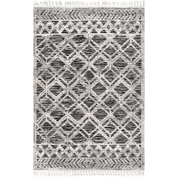 nuloom Ansley Moroccan Lattice Tassel Area Rug Gray