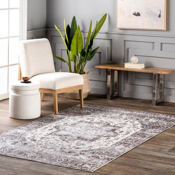 Nuloom Ari Faded Stain-Resistant Machine Washable Area Rug Gray