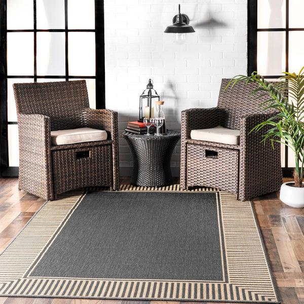 Nuloom Asha Simple Border Indoor/Outdoor Area Rug Dark Gray