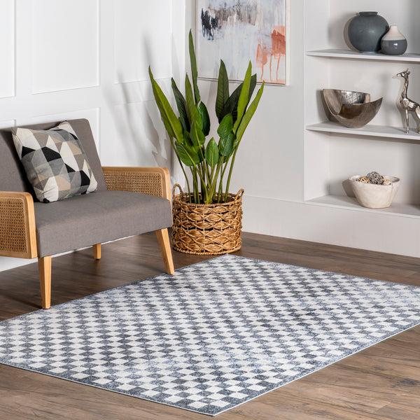 Nuloom Ashanti Vintage Checkers Machine Washable Area Rug Navy