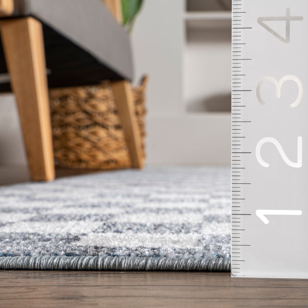 Nuloom Ashanti Vintage Checkers Machine Washable Area Rug Navy