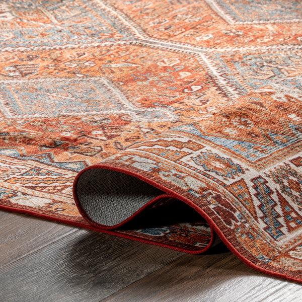 Nuloom Ashen Medallion Border Machine Washable Area Rug Red