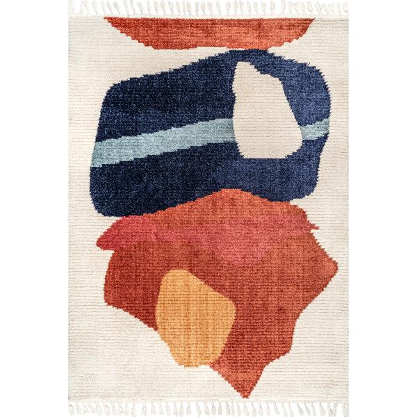 nuloom Ashton Shaggy Contemporary Abstract Tassel Area Rug Beige