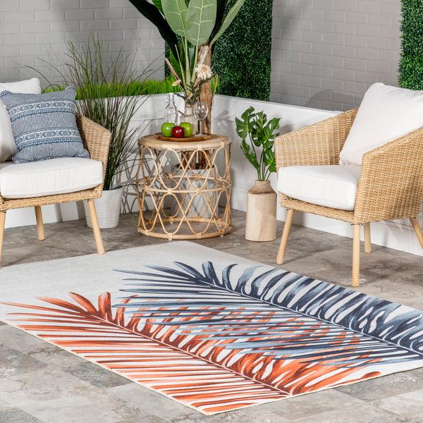 Nuloom Auri Double Palm Indoor/Outdoor Machine Washable Area Rug Blue