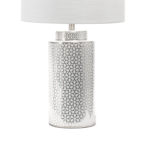 Nuloom Austin 29" Ceramic Floral Trellis Table Lamp Silver