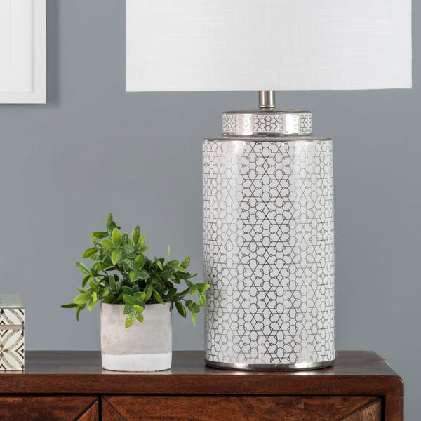 Nuloom Austin 29" Ceramic Floral Trellis Table Lamp Silver