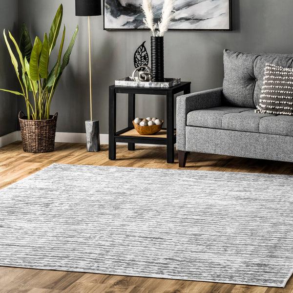 Nuloom Avelina Abstract Stripes Machine Washable Area Rug Light Gray