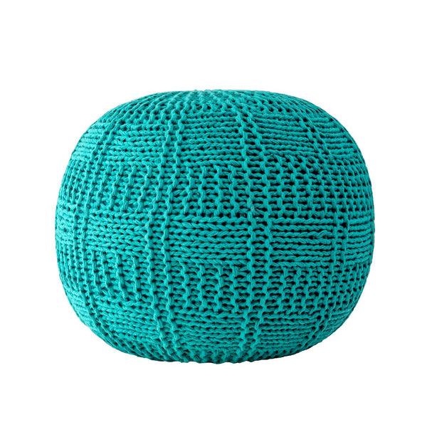 nuloom Berlin Casual Knitted Filled Ottoman Pouf Teal