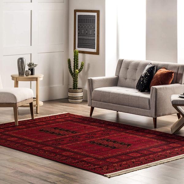 Nuloom Billie Traditional Paneled Fringe Area Rug Red