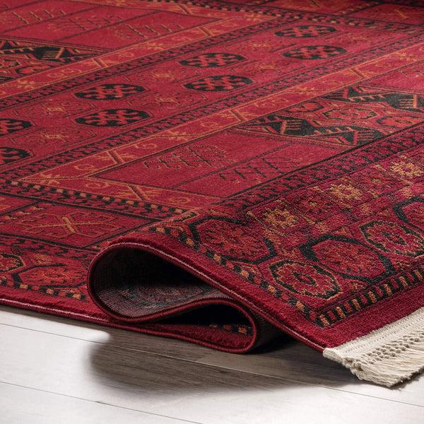 Nuloom Billie Traditional Paneled Fringe Area Rug Red