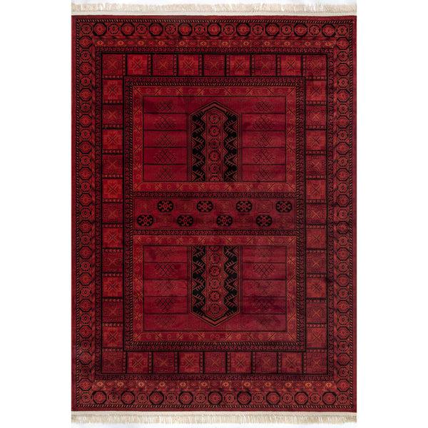 nuloom Billie Traditional Paneled Fringe Area Rug Red