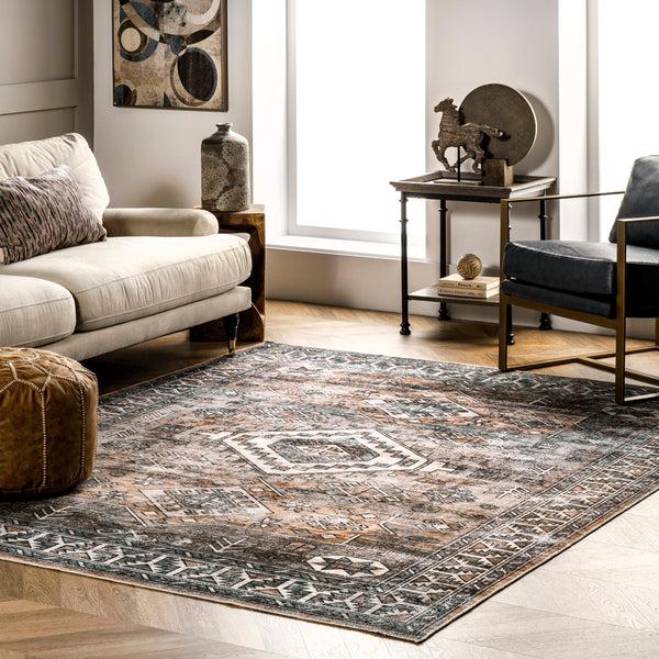 Nuloom Bowie Machine Washable Tribal Pattern Area Rug Rust