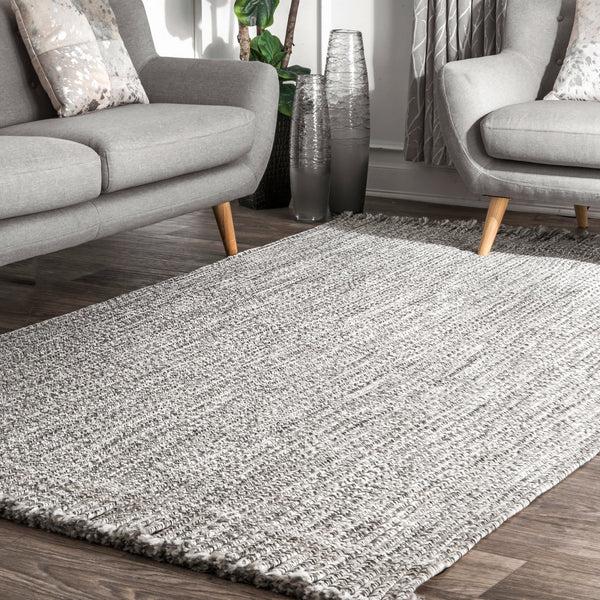 Nuloom Braided Courtney Tassel Indoor/Outdoor Area Rug Salt And Pepper