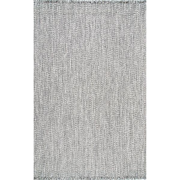nuloom Braided Courtney Tassel Indoor/Outdoor Area Rug Salt and Pepper