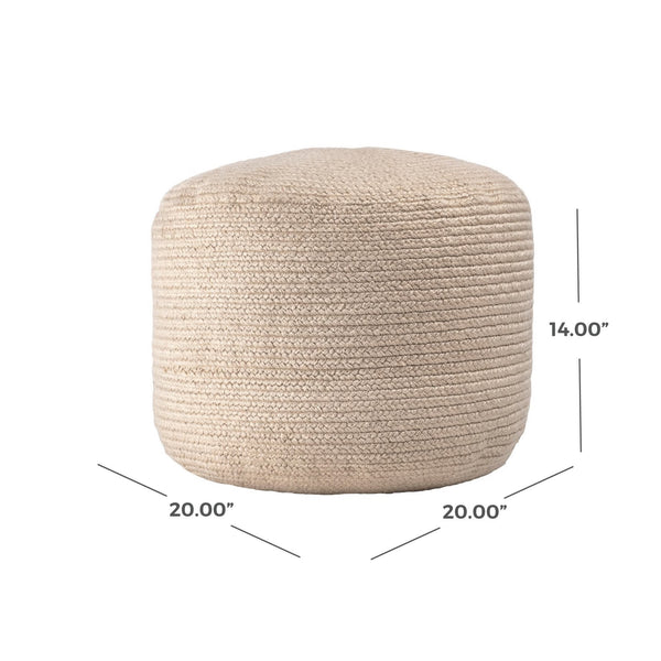 Nuloom Braided Indoor/Outdoor Filled Ottoman Pouf Beige