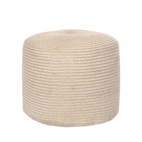 nuloom Braided Indoor/Outdoor Filled Ottoman Pouf Beige