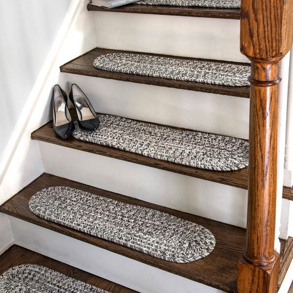 Nuloom Braided Lefebvre Stair Treads Set Of 13 Salt And Pepper