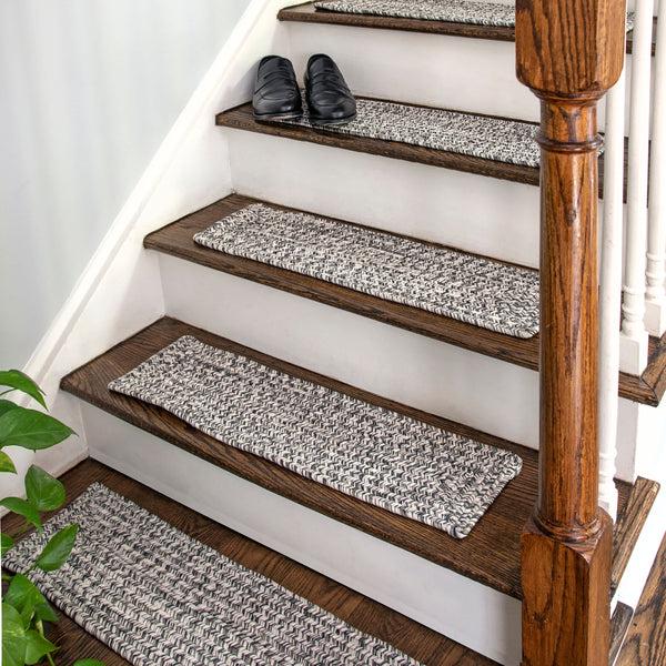nuloom Braided Lefebvre Stair Treads Set of 13 Salt and Pepper