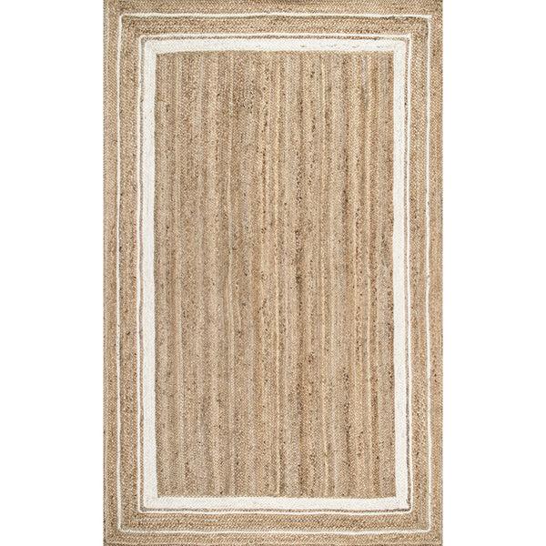 nuloom Braided Rikki Border Jute Area Rug Off-White