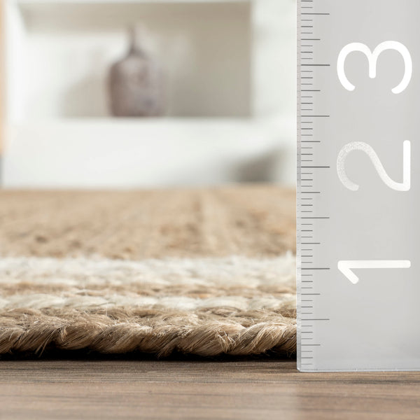 Nuloom Braided Rikki Border Jute Area Rug Off-White