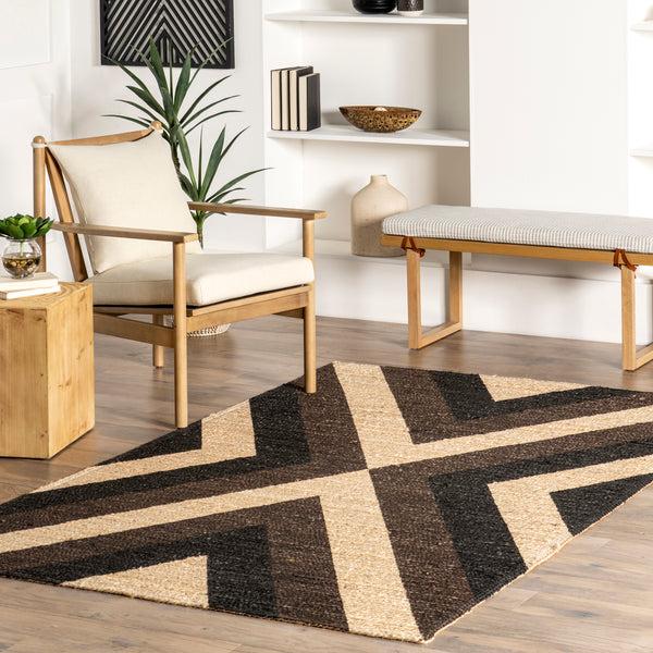 Nuloom Bretta Geometric Braided Jute Area Rug Black
