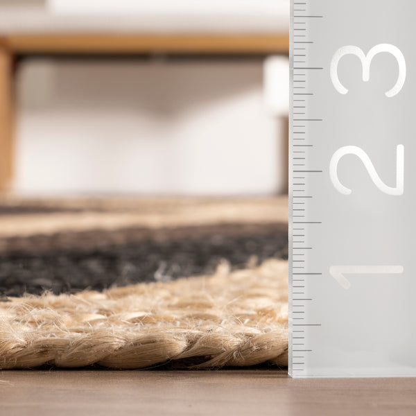 Nuloom Bretta Geometric Braided Jute Area Rug Black