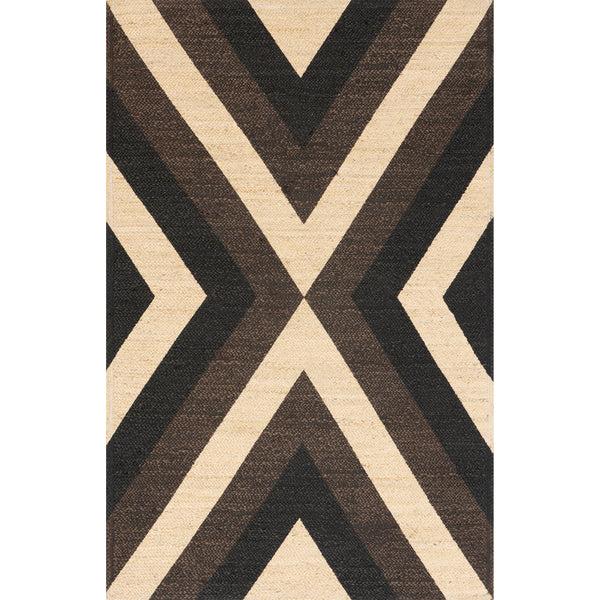 nuloom Bretta Geometric Braided Jute Area Rug Black