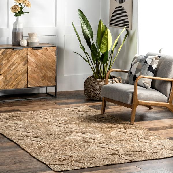 Nuloom Brigetta Geometric Floral Jute Area Rug Natural