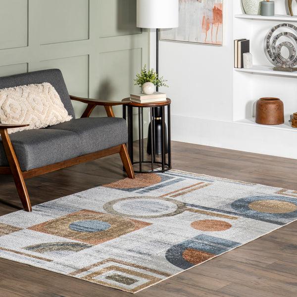 Nuloom Brodee Abstract Retro Machine Washable Area Rug Beige