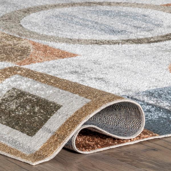 Nuloom Brodee Abstract Retro Machine Washable Area Rug Beige