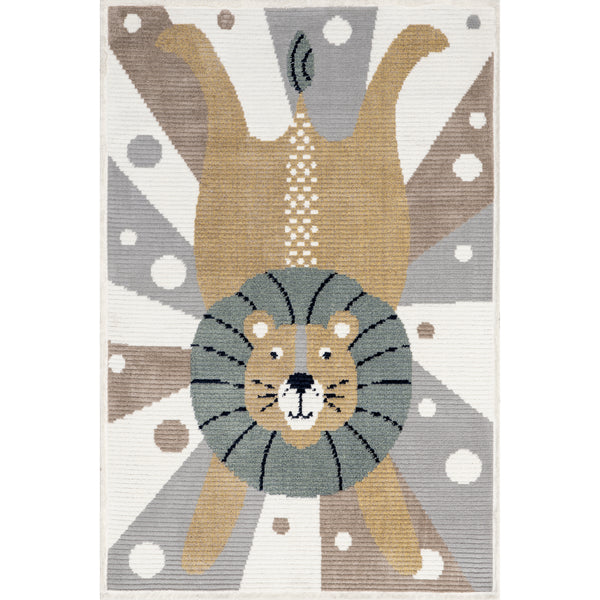 nuloom Brodie Cheerful Lion Kids Area Rug Light Gray