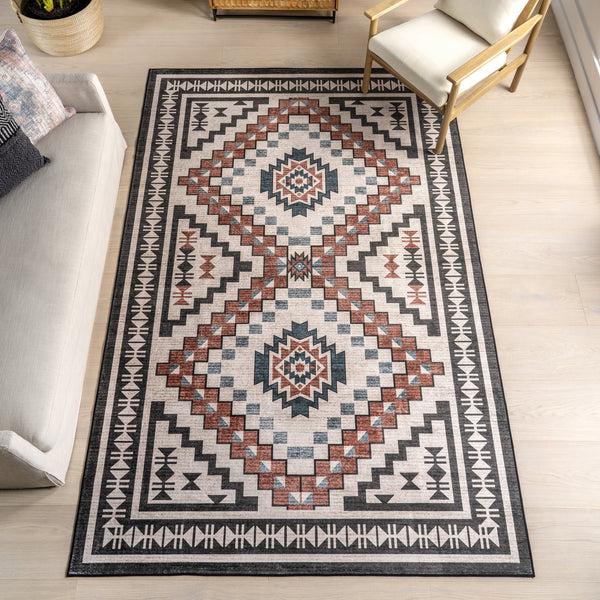 Nuloom Calli SplashGuard Southwestern Machine Washable Area Rug Beige