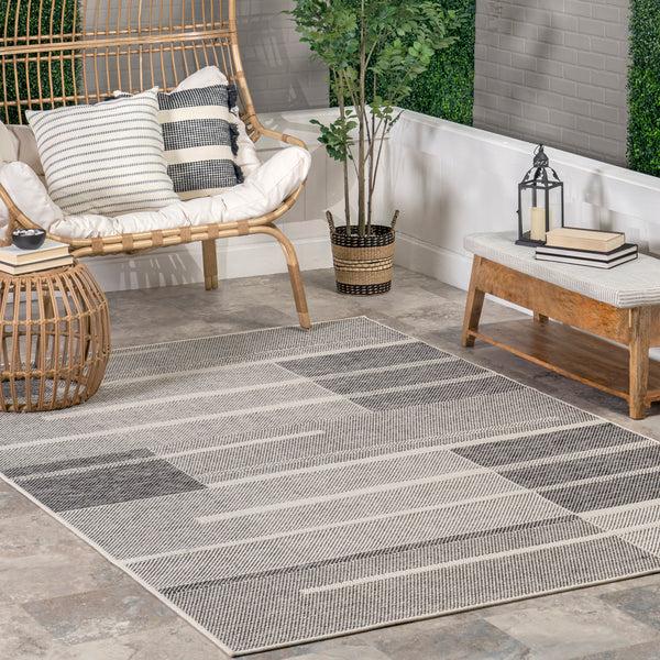 Nuloom Callia Abstract Striped Indoor/Outdoor Area Rug Gray