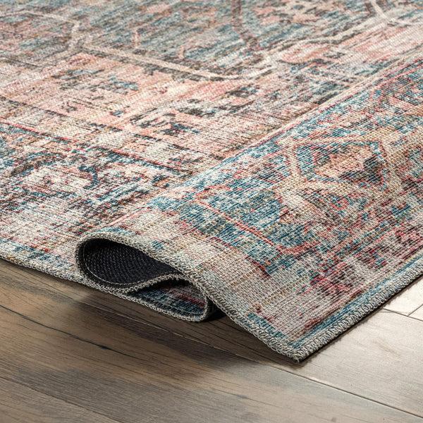 Nuloom Cammy Machine Washable Faded Vintage Medallion Area Rug Blue