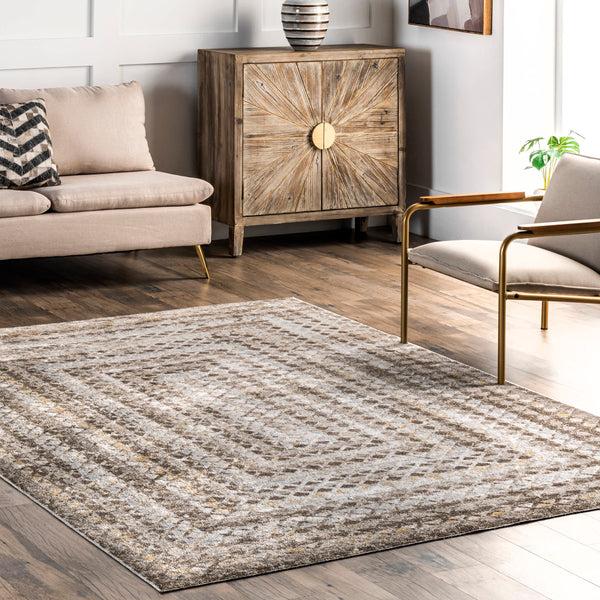 Nuloom Carley Machine Washable Geometric Area Rug Beige