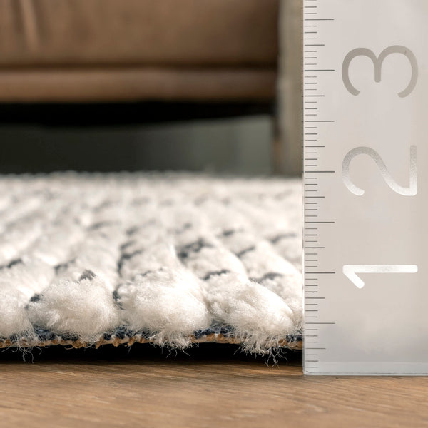 Nuloom Carlina Modern Geometric Soft Shag Fringe Area Rug Beige