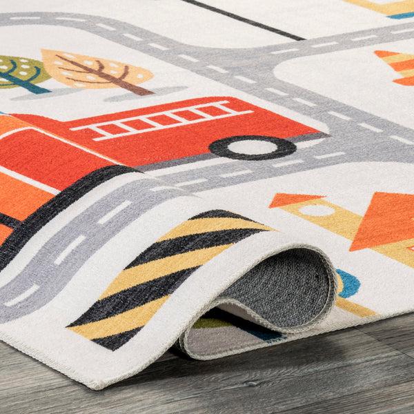 Nuloom Carmina City Streets Machine Washable Kids Area Rug White Multi