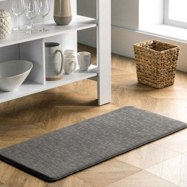 Nuloom Casual Crosshatched Anti Fatigue Kitchen Or Laundry Room Comfort Mat Dark Gray