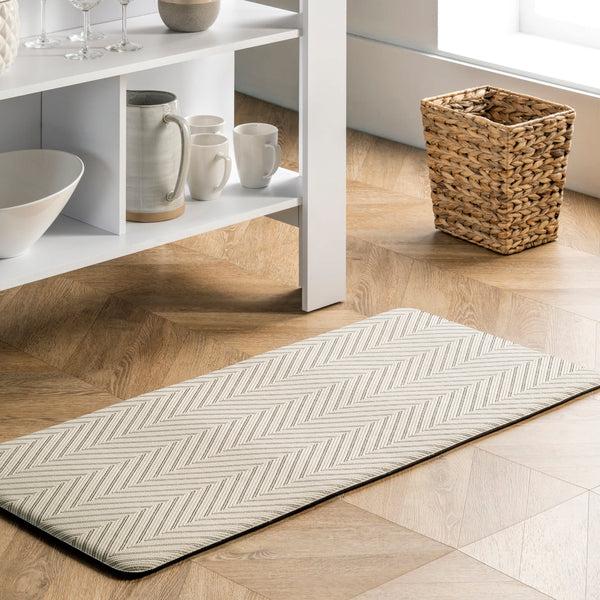 Nuloom Casual Herringbone Anti Fatigue Kitchen Or Laundry Room Comfort Mat Beige