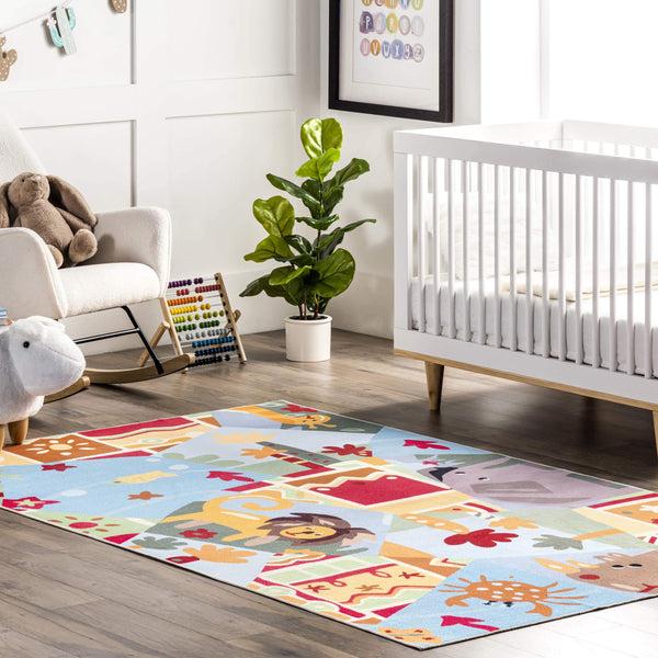 Nuloom Catherine Zoo Animals Kids Washable Area Rug Multi